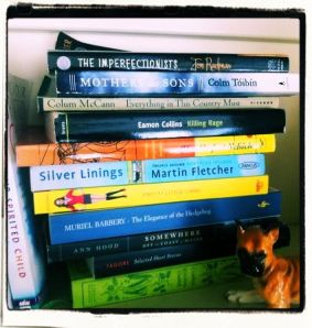 These are in my "active reading" stacks, bridging my reading lists from summer into fall, 2012. (The porcelain boxer has run through three generations in our family - as has the breed.) c Elissa Field