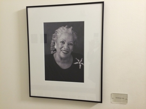 Beautiful picture of Toni Morrison on a wall inside the Lillian Vernon Writers' House at NYU. I first knew I wanted to write fiction, hearing Toni Morrison read Sula. Love.
